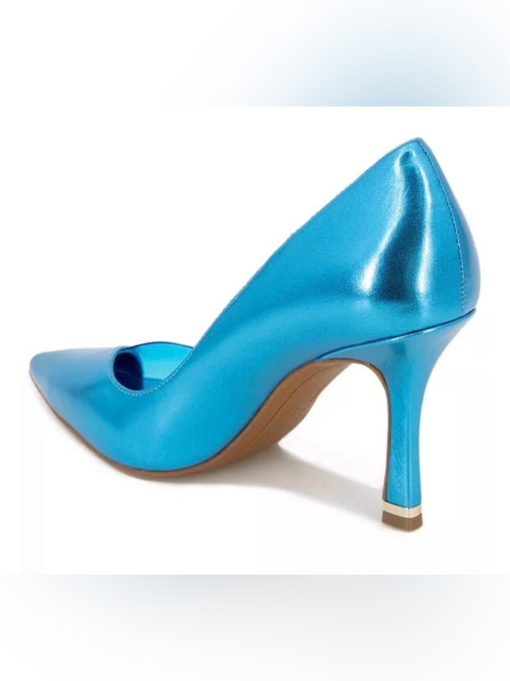 Kenneth Cole Metallic Teal-Blue Pointed-Toe Pumps - Picture 4 of 5
